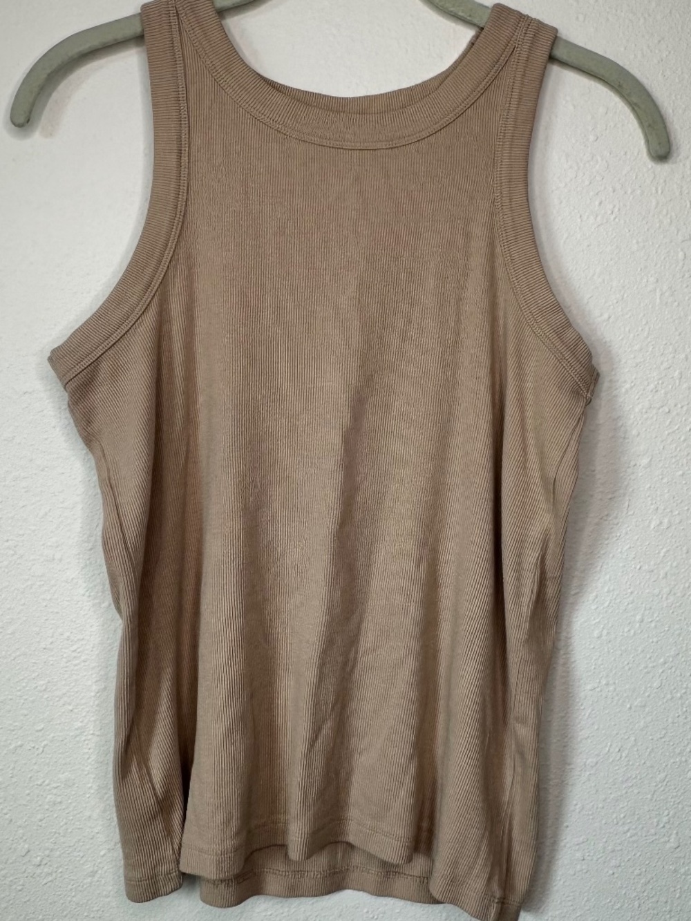 Ann Taylor LOFT Perfect Ribbed Tank, Tan, Size Large